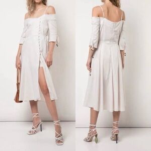 Jonathan Simkhai Off-Shoulder Linen Blend Midi Dress, xs